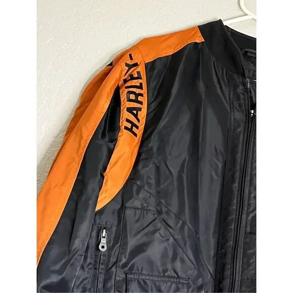 VINTAGE Harley Davidson Motorcycle Nylon Biker Jacket sz L Adult Men